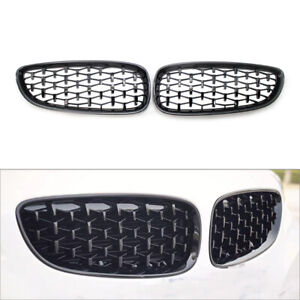 2x Gloss Black Diamond Meteor Style Front Grille Grill  For BMW E89 Z4 2009-2016