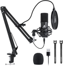 Usb Microphone, 192khz/24bit Plug & Play Pc Computer Podcast Conden... New