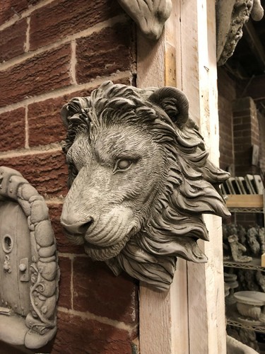 Löwenkopf Wand Hängeplakette Gartenornament Betonstatue Skulptur Detail - Bild 5 von 5