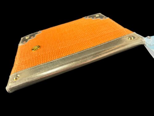 2011 Mudpie Bag Lady Paper Straw iPad 9.7” Case Tangerine Orange Gold Accents - Picture 2 of 7