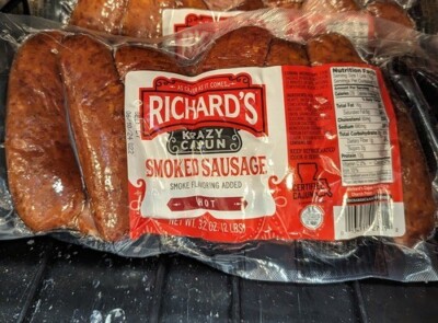 Richard's Hot Smoked Sausage 32 Oz (2 Pack)
