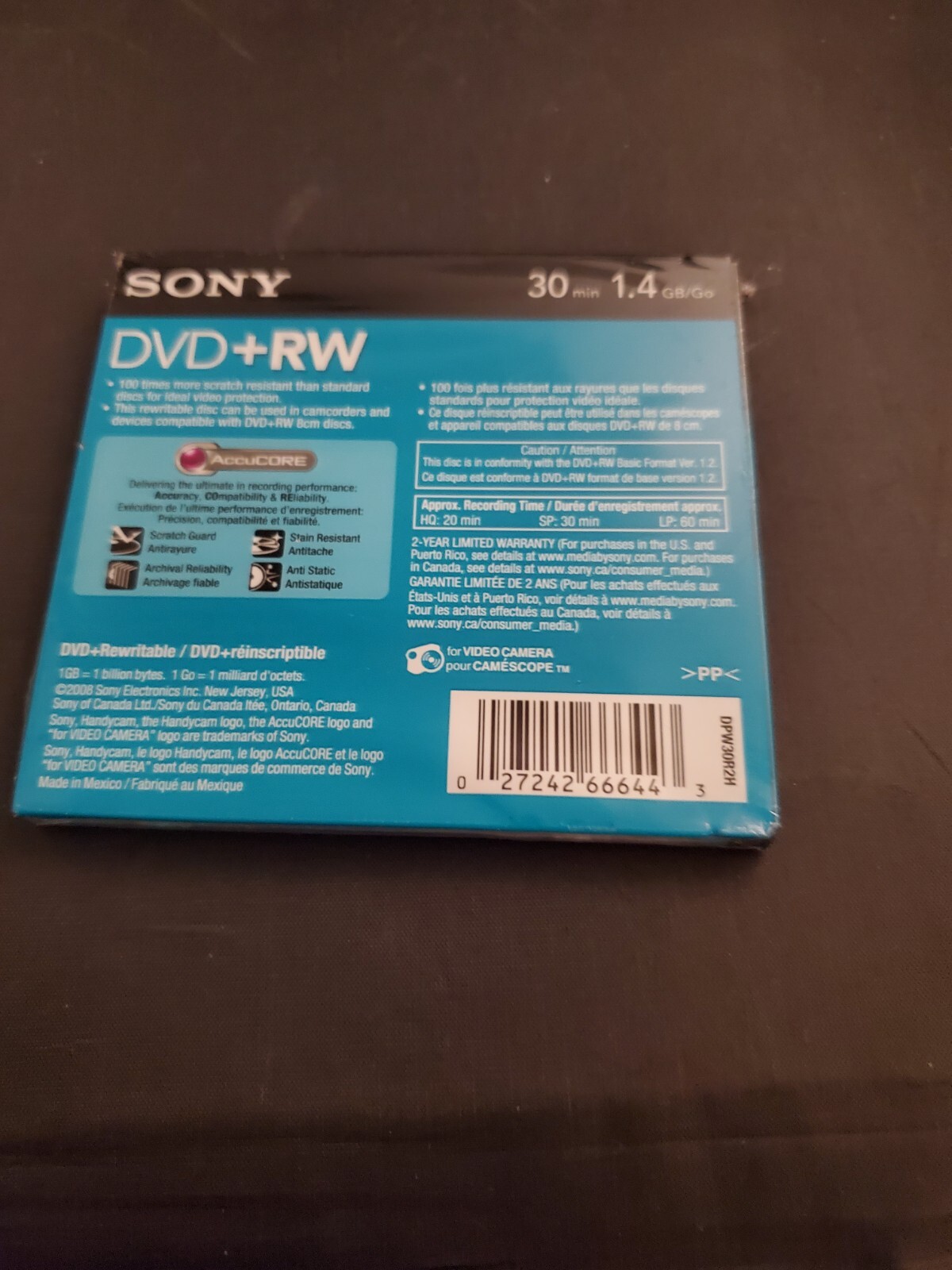 Sony Handycam Mini DVD+RW Disc 30 min 1.4 GB Rewritable New Sealed eBay