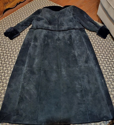 EXPRESS 100% Leather Long 43" Coat Jacket Ladies SZ L Black Luxury - Picture 5 of 6