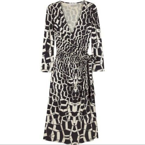 Diane Von Furstenberg Silk Diana Wrap Geo Dress, S
