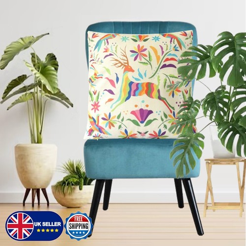 Multi-coloured Otomi Deer Cushion Cover Retro Abstract Decorative Mexican Gift - Picture 3 of 12