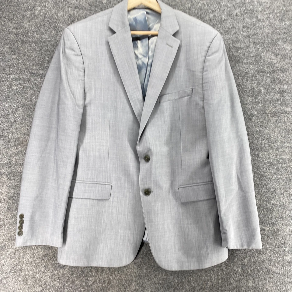 Blazer Calvin Klein Hombre 44 Gris Abotonado Lana Manga Larga Cuello Regular Foto 4 de 4