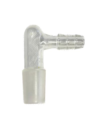 Chemglass Glass 14/20 90° Bent Angled Inlet Adapter w/ 10mm Hose Connection