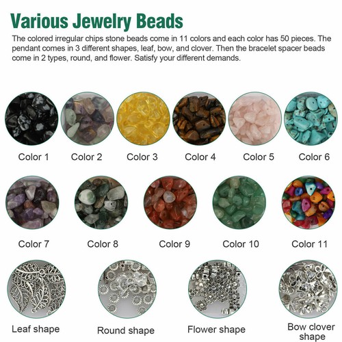 Irregular Chips Stone Beads DIY Bracelet Necklaces Earring Jewelry Making Kit US - Picture 3 of 7