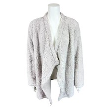 Jockey Women's Open Front Sherpa Cardigan Top Solid Mid Grey Large/X-Large Size