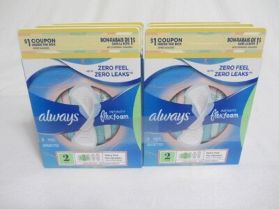 Always Infinity Heavy Flow Maxi Pads w/ Flex Foam 3-ct 6 Travel Packs ...