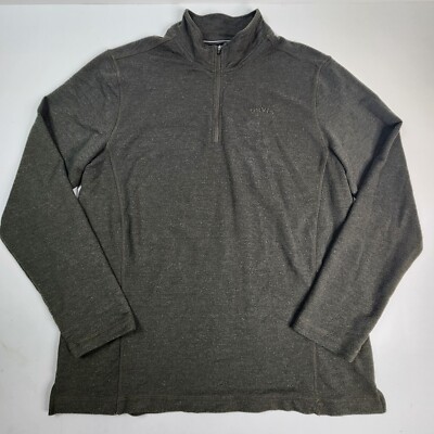 Orvis Sweater Mens Large Green Pullover Zip Sweatshirt Outdoors Fish Trout Bum