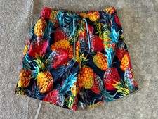 George Pineapple Print Drawstring Swim Shorts Lined Pocket Mens Small 28-30