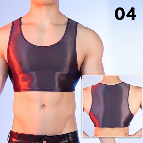 Lingerie Half Tank Top Glossy Vest Workout Sports Bras Sleeveless Undershirt - Picture 7 of 35
