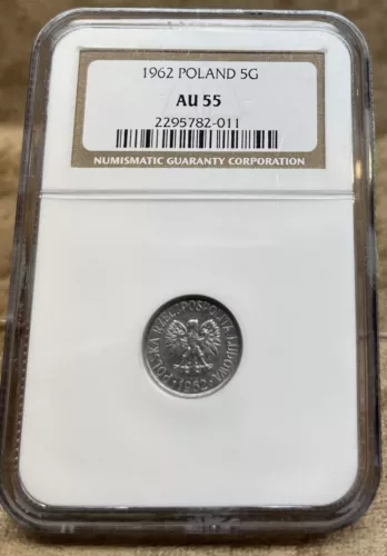 Poland 1962 5 Groszy NGC AU 55 Aluminum