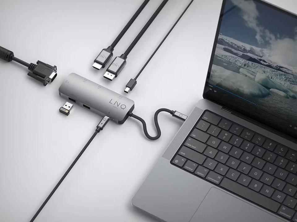 LinQ Docking Station 7-in-1 3x Display 4K HDMI, Mini HDMI, VGA, PD, USB-C Ladung - Bild 2 von 4