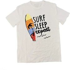 Member's Mark Youth T-shirt Size 8  Kids White Surf Sleep Repeat
