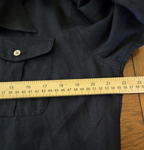 Ralph Lauren Chaps 100% Linen Shirt Women's L Navy Button Up Quiet Luxury Old $ - Picture 12 of 13