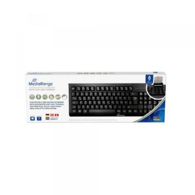 Mediarange Tastatur mit Chip Kartenlesegerät mit Kabel Keyboard schwarz MROS115