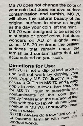 MS70 Strength Coin Brightener Extra Strong Gold Silver Copper Brass Nickel 32 Oz - Picture 2 of 2