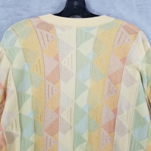 Vtg St. Croix Cardigan Men XL Cotton Pastel Geometric Textured USA Golf Street - Picture 4 of 9