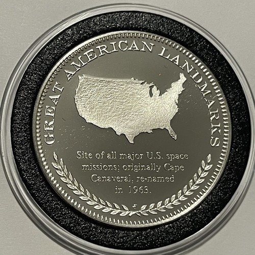 Cape Kennedy Canaveral Space Station Rare Sterling Silver Proof Coin Art Round - Picture 2 of 16