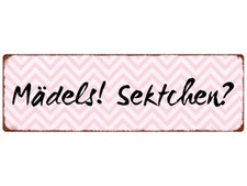 METALLSCHILD Blechschild MÄDELS! SEKTCHEN? Frau Mädelsabend Geschenk Rosa