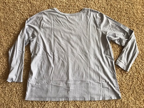 Eileen Fisher Women 2X Plus Light Blue Organic Cotton Long Sleeve Pullover Tee - Picture 2 of 4