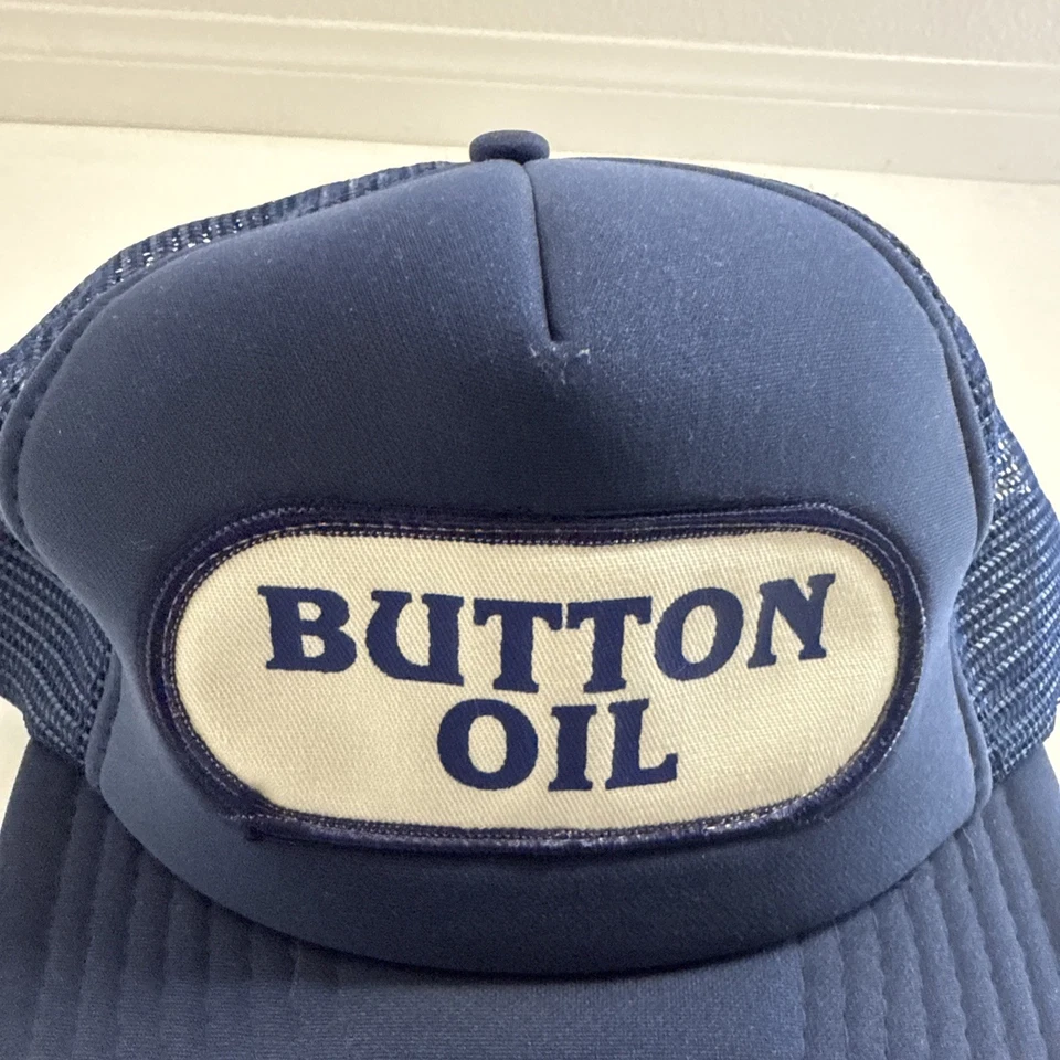 Gorra de camionero vintage con botones aceite malla azul Snapback adulto ajustable años 70 80 Foto 2 de 4