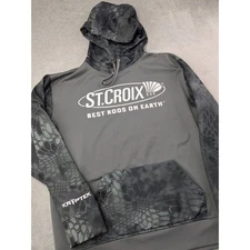 St Croix Rod Kryptek Camo Hoodie Sweatshirt Gray Men's Size Medium Fishing