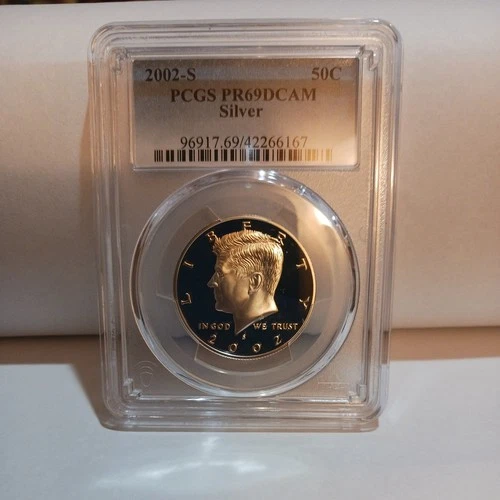 2002-S PCGS PR69DCAM Silver Proof Kennedy Half Dollar 0.9 Fineness Blue Label
