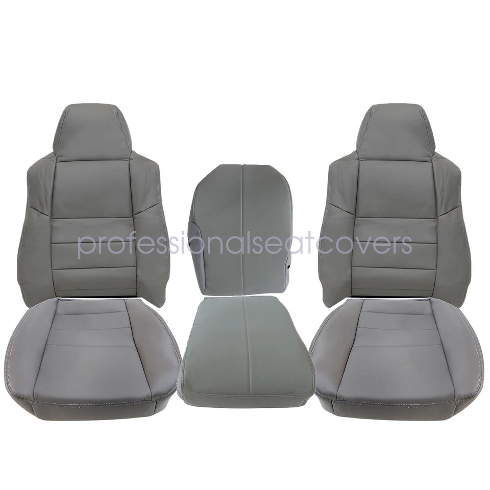 6x Para Ford F350 Super Duty 2002-2007 Cubierta de asiento delantera inferior y superior de cuero gris Foto 2 de 4