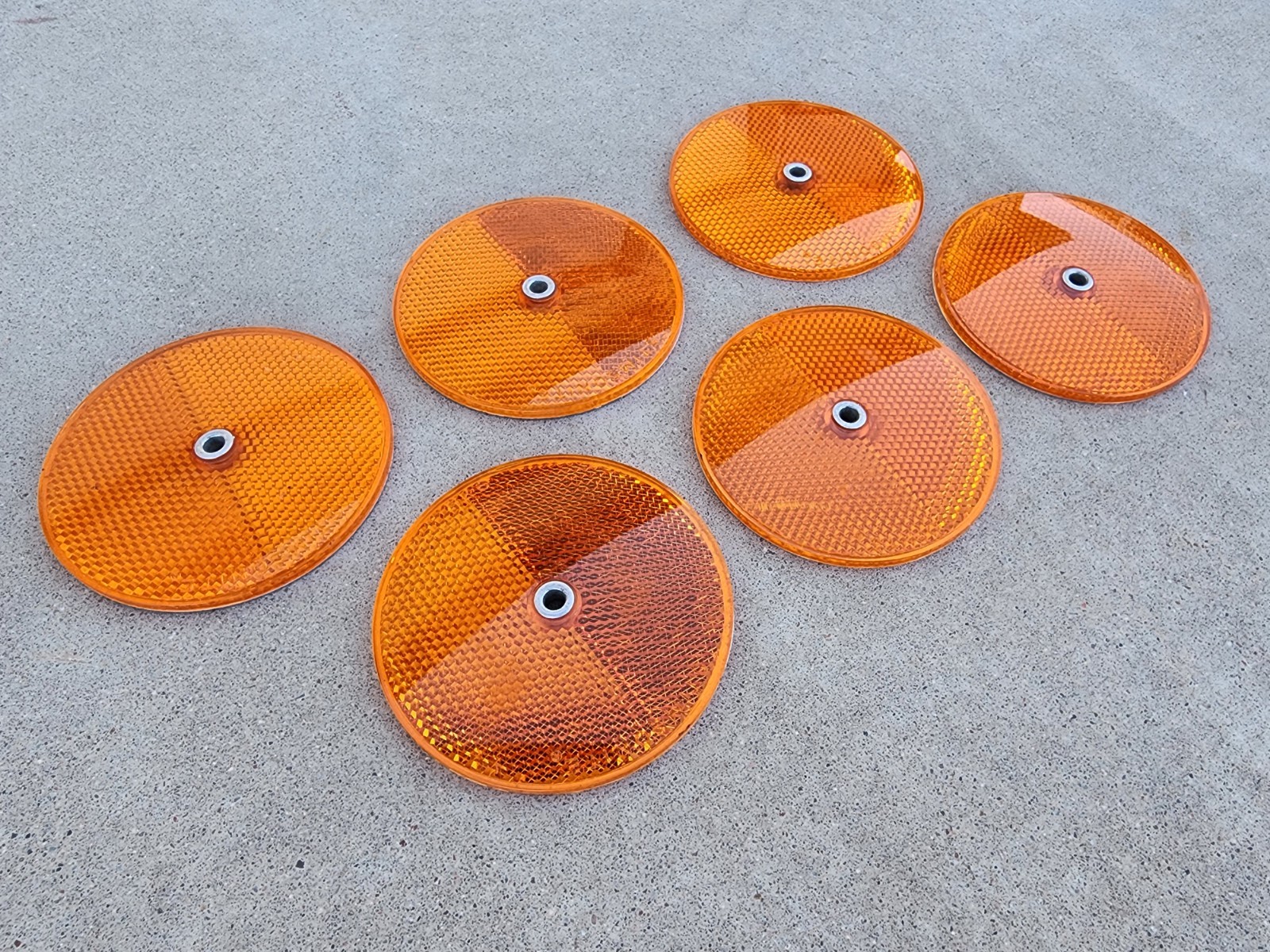Lot of 6 Original 3-1/4" Stimsonite 975 Amber Reflector Pickup Truck Accessory