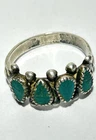 Vintage Southwest Sterling Silver Green Stone (Turquoise?) Ring Size 7.5