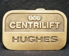 WL05118 NOS VINTAGE 1970s  CENTRILIFT HUGHES  ADVERTISEMENT MENS BELT BUCKLE