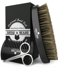 Beard Brush for Men with Beard Mustache Comb Set, Beard Grooming Care Kit, N