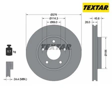 2pcs Brake Disc PRO TEXTAR 92197403 for Mitsubishi Dodge