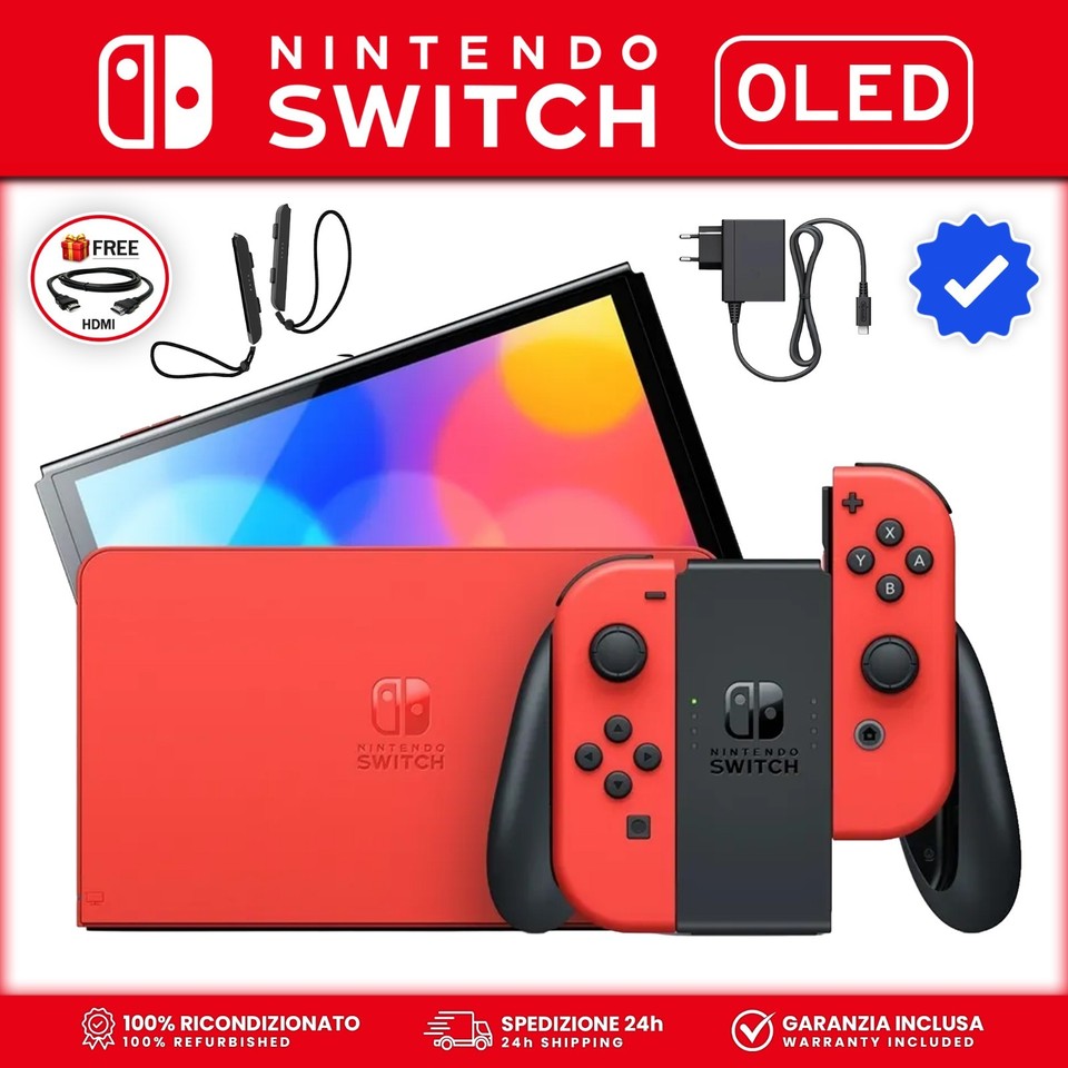 Nintendo Switch OLED ⭐ Mario Bros Red Edition + Accessori ✅ Boxata
