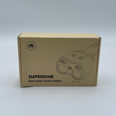SUPERONE 180W 2-Socket Cigarette Lighter Splitter Power Adapter Car Charger NEW