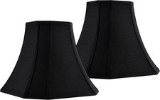Modern Black Square Cut Corner Lamp Shade Set of 2 - 6.5" Top, 10.6" Height