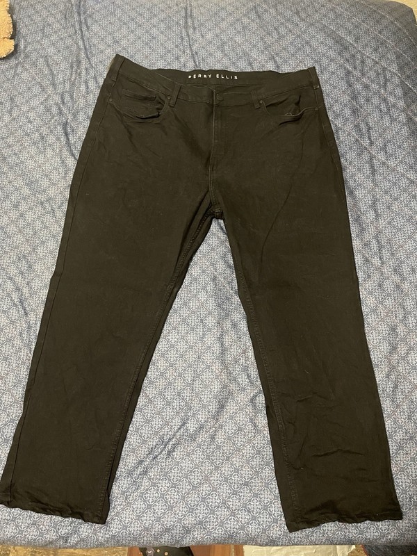 Perry Ellis Men's Black Denim Jeans 40W Slim Fit Straight Leg Stretch 5-Pocket