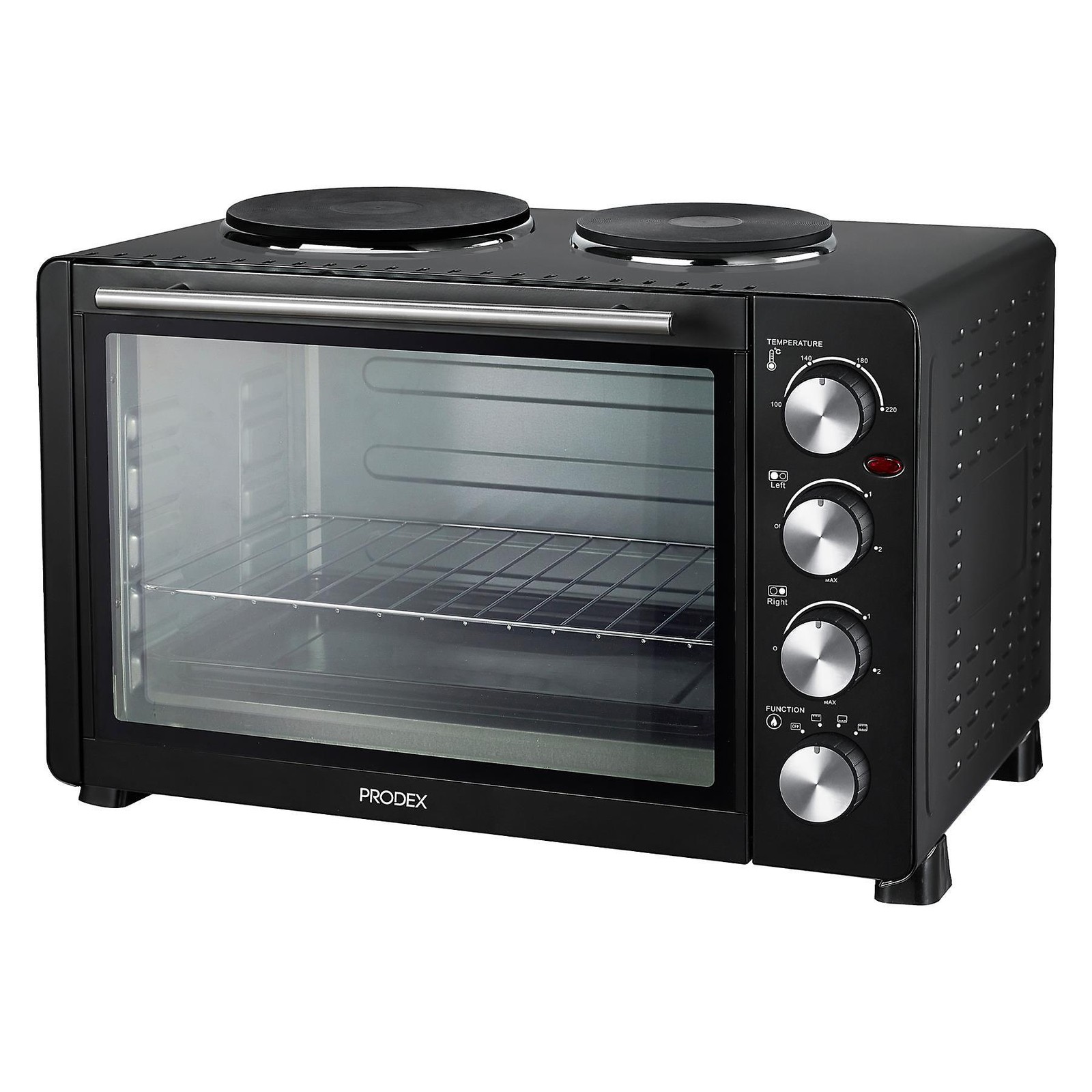 Prodex PX7145B Electric Mini Oven Grill With Hotplates 45L Capacity Black