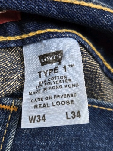 NEW Levi's Mens Type 1 Iconic Straight Leg Blue Jeans Pant Size 34x34 Button Fly - Picture 3 of 3