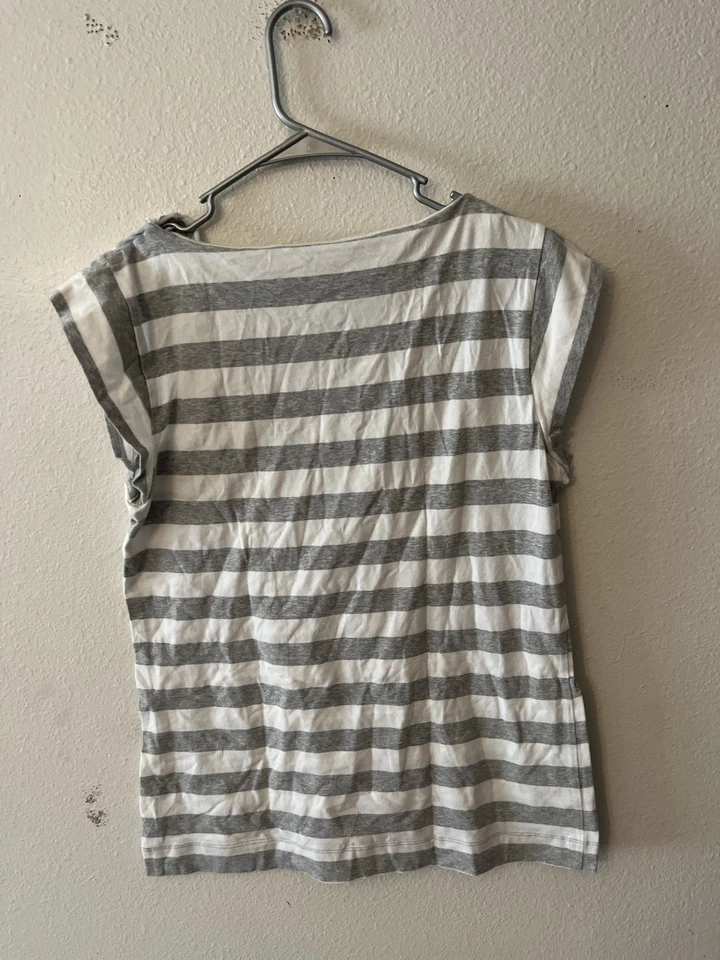 Gap женщин белый и серый в полоску круглый вырез крышка рукав пуловер блузка верхний большой - Изображение 2 из 4