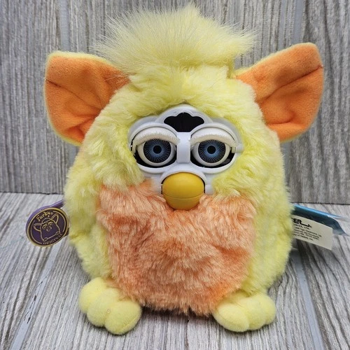 Furby Babies Sunny Yellow 1999 Tiger 70-940 Yellow & Orange W/Blue Eyes Working