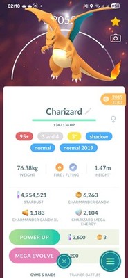 Shadow Charizard ( Caught In 2019 ) Pokemon Tr@de Go