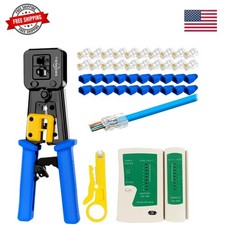 RJ45 Crimp Tool Kit Pass Thru Cat5 Cat5e Cat6 RJ45 Crimping Tool with 20PCS R...