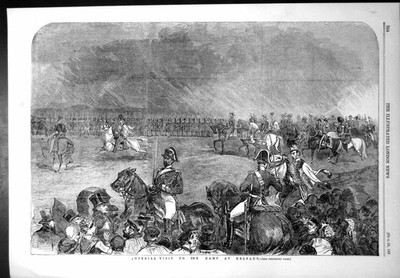 Alter antiker Druck Kaiserbesuch Lager Helfaut Kaiserin Französisch 1853 19.