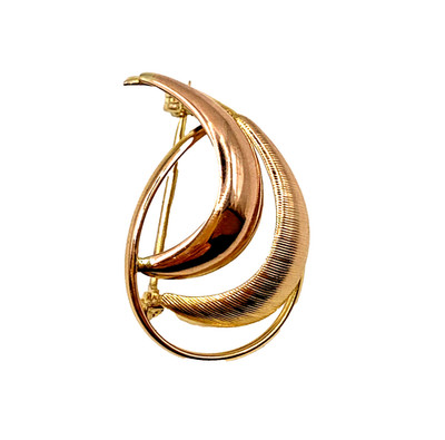 Abstrakte Brosche 9 kt bicolor Rose & Gelbgold 375 gepunzt