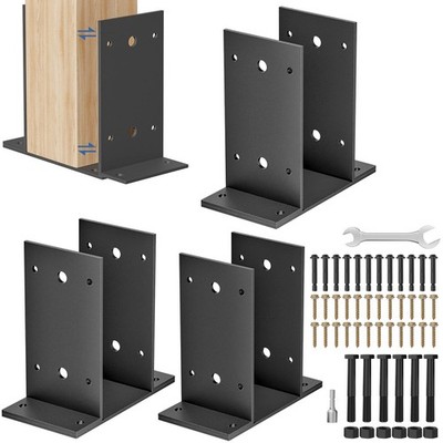 4x4 Post Base 3 Pcs,Heavy Duty Detachable Post Bracket with Adjustable Inner ...