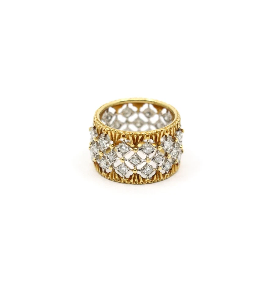 Anillo Buccellati Oro Amarillo y Blanco 18K Rombi Diamantes Eternelle Foto 4 de 4